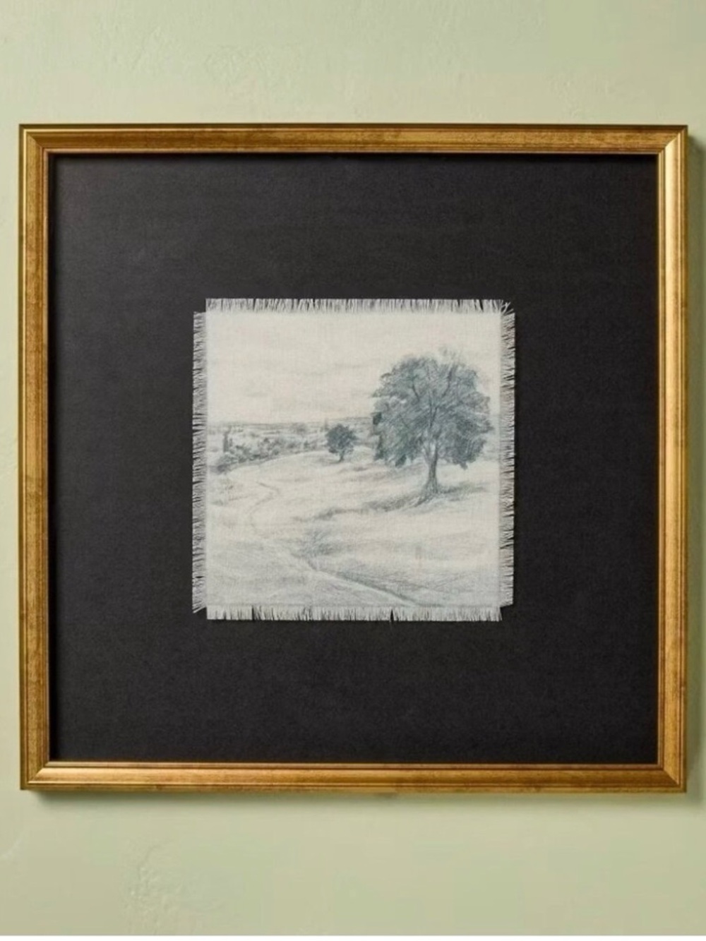 NEW! Hearth & Hand Frame Landscape Linen Square & Black Matte, 18"x18"